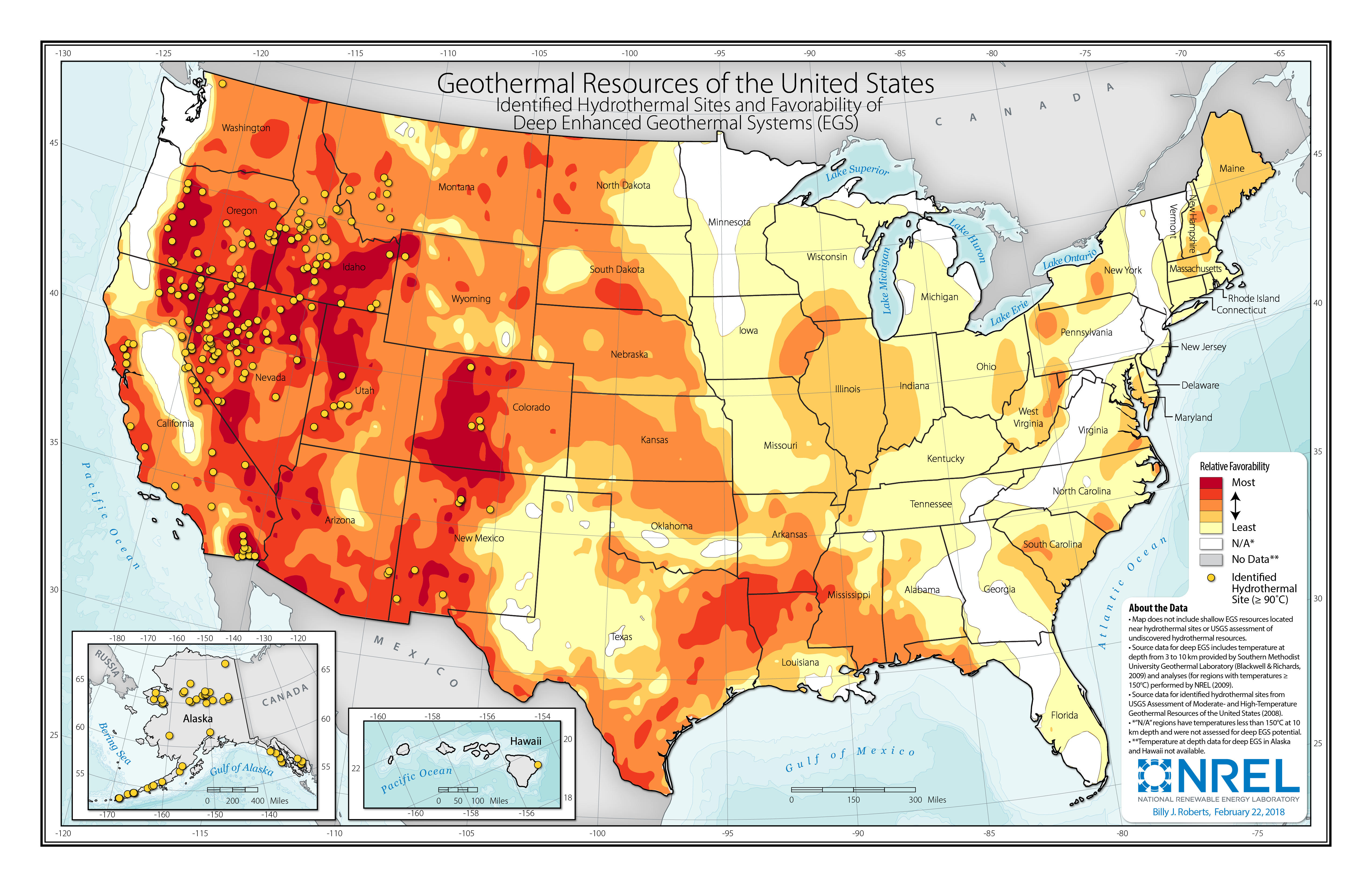 Geothermal Resources of the United States Map by National Renewable Energy Laboratory