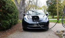 Electric car getting charged