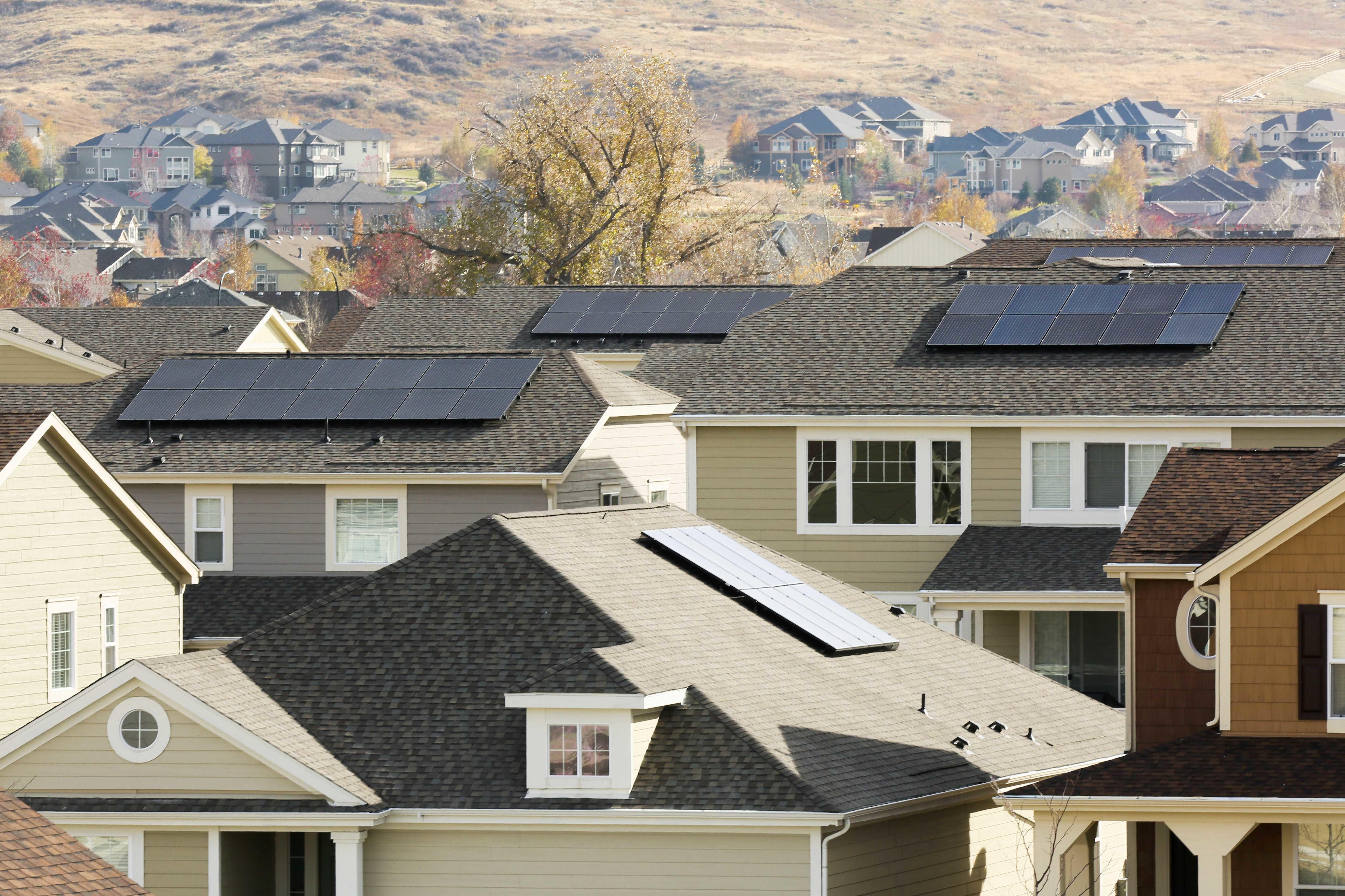 Solar panels on rooftops