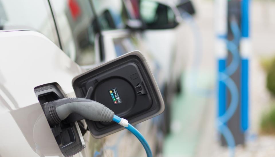 Close Up of an Electric Vehicle Charging Plug