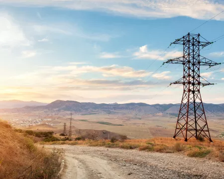 High Voltage Tower at Sunset