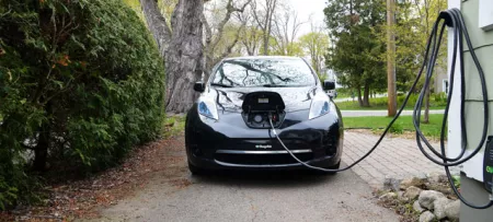 Electric car getting charged